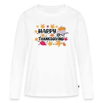 Joyeux Thanksgiving - T-shirt manches longues Premium bio Femme - blanc - Devant - Julia (174cm)