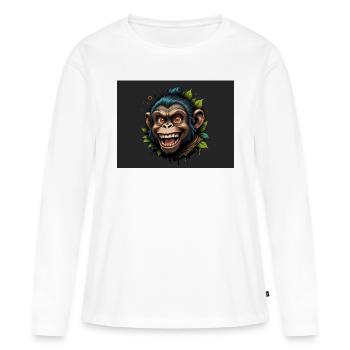 Affe - Frauen Premium Bio Langarmshirt - Weiß - Vorne - Julia (174cm)