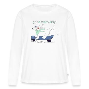 Bonne énergie - T-shirt manches longues Premium bio Femme - blanc - Devant - Julia (174cm)