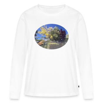 Bunte Bäume, blauer Himmel - Frauen Premium Bio Langarmshirt - Weiß - Vorne - Julia (174cm)