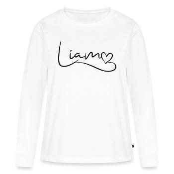 Liam Nom Prénom Coeur Décor - T-shirt manches longues Premium bio Femme - blanc - Devant - Julia (174cm)