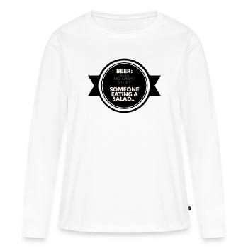« Le démarreur de l’histoire vraie » - T-shirt manches longues Premium bio Femme - blanc - Devant - Julia (174cm)