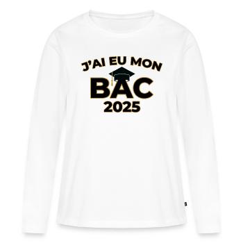 J’ai eu mon bac 2025 - T-shirt manches longues Premium bio Femme - blanc - Devant - Julia (174cm)