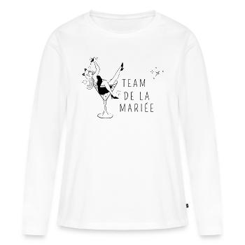 Team de la mariée - EVJF - Design fun - T-shirt manches longues Premium bio Femme - blanc - Devant - Julia (174cm)