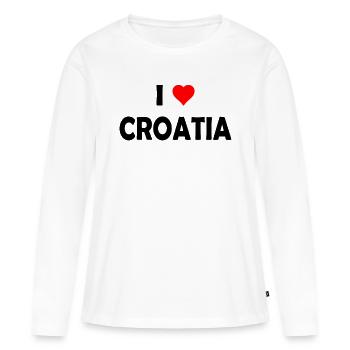 J’aime la Croatie - Kroatien - Zagreb - T-shirt manches longues Premium bio Femme - blanc - Devant - Julia (174cm)