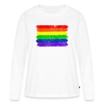 Drapeau arc-en-ciel Vintage - T-shirt manches longues Premium bio Femme - blanc - Devant - Julia (174cm)