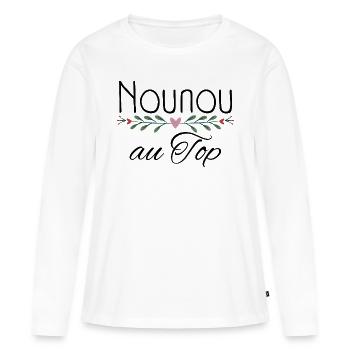 Nounou au Top - T-shirt manches longues Premium bio Femme - blanc - Devant - Julia (174cm)