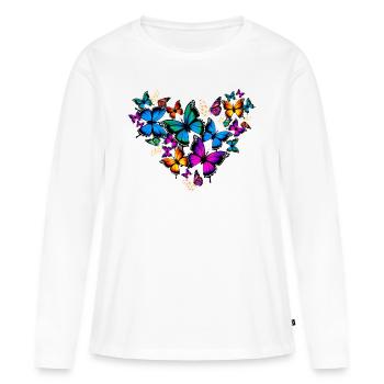 Femme Fille Papillons Daisy Heart - T-shirt manches longues Premium bio Femme - blanc - Devant - Julia (174cm)