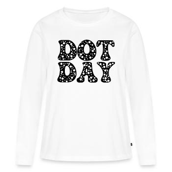 Journée des points - Points Love - T-shirt manches longues Premium bio Femme - blanc - Devant - Julia (174cm)