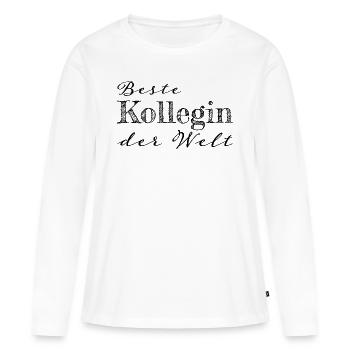 Kollegin Abschiedsgeschenk Geschenkidee - Frauen Premium Bio Langarmshirt - Weiß - Vorne - Julia (174cm)