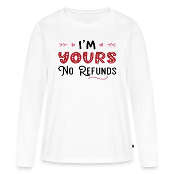 14 Fév Be My Valentine Joyeuse Saint-Valentin 01 - T-shirt manches longues Premium bio Femme - blanc - Devant - Julia (174cm)