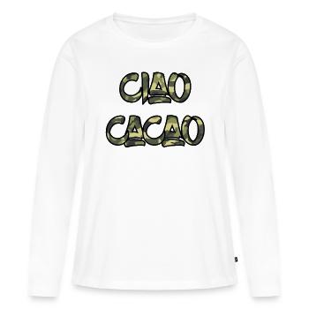 Ciao Cacao - T-shirt manches longues Premium bio Femme - blanc - Devant - Julia (174cm)