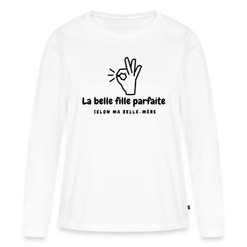 Belle fille parfaite - T-shirt manches longues Premium bio Femme - blanc - Devant - Julia (174cm)