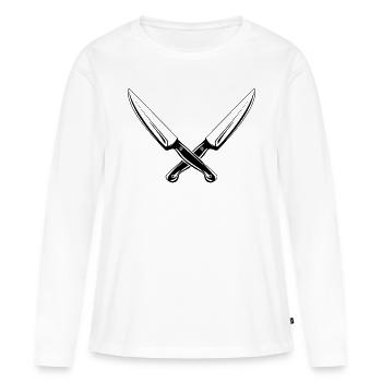 messer 2 - Frauen Premium Bio Langarmshirt - Weiß - Vorne - Julia (174cm)