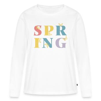 Enfin le printemps ! - T-shirt manches longues Premium bio Femme - blanc - Devant - Julia (174cm)