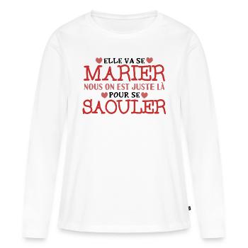 EVJF Humour Future Mariée Enterrement Jeune Fille - T-shirt manches longues Premium bio Femme - blanc - Devant - Julia (174cm)