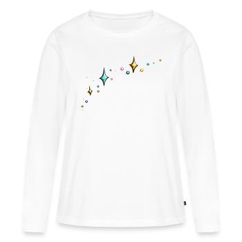 paillettes paillettes étoiles colorées - T-shirt manches longues Premium bio Femme - blanc - Devant - Julia (174cm)