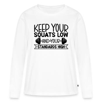 Squat Slow - Frauen Premium Bio Langarmshirt - Weiß - Vorne - Julia (174cm)