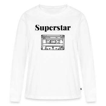 Superstar Casette Audio Rétro Vintage - T-shirt manches longues Premium bio Femme - blanc - Devant - Julia (174cm)