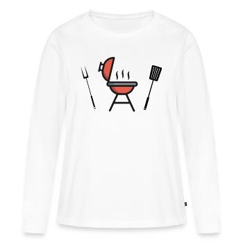 Grill Grillsaison Icon - Frauen Premium Bio Langarmshirt - Weiß - Vorne - Julia (174cm)