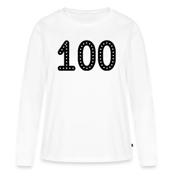100 ANS. 100e ANNIVERSAIRE. ANNIVERSAIRE 100 ANS. - T-shirt manches longues Premium bio Femme - blanc - Devant - Julia (174cm)