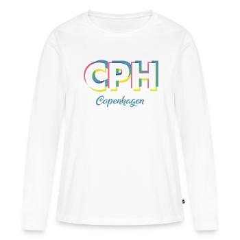 Copenhague - CPH - Copenhague - Dänemark - Danemark - T-shirt manches longues Premium bio Femme - blanc - Devant - Julia (174cm)