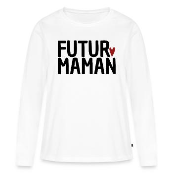 Future Maman - T-shirt manches longues Premium bio Femme - blanc - Devant - Julia (174cm)