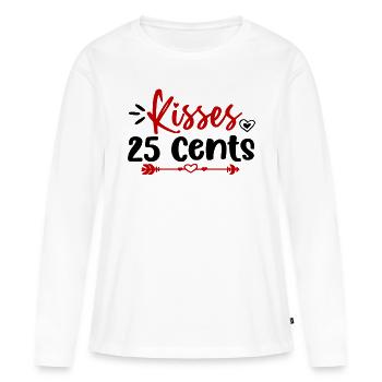 Bisous 25 cents - T-shirt manches longues Premium bio Femme - blanc - Devant - Julia (174cm)