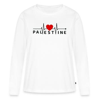 Ein Herz für Palästina - Frauen Premium Bio Langarmshirt - Weiß - Vorne - Julia (174cm)
