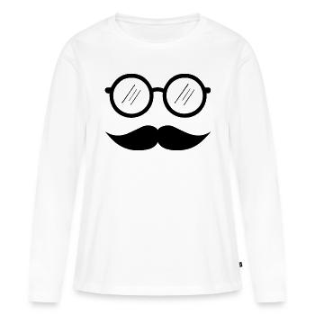 moustache - T-shirt manches longues Premium bio Femme - blanc - Devant - Julia (174cm)