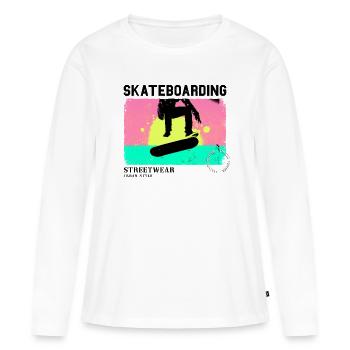 Skateboarding Skate Skater Skateboard Sk8 Vintage - Women's Premium Organic Long Sleeve Shirt - white - Front - Julia (174cm)