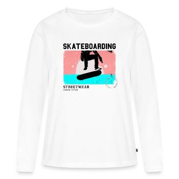 Skateboarding Skate Skater Skateboard Sk8 Vintage - Women's Premium Organic Long Sleeve Shirt - white - Front - Julia (174cm)