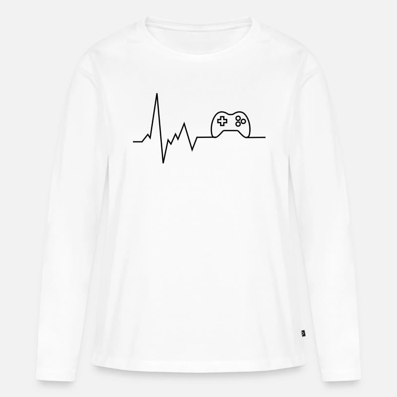 herzschlag console - Frauen Premium Bio Langarmshirt - Weiß