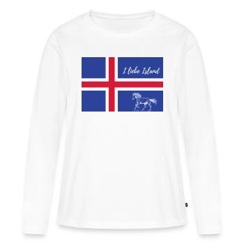 Islandflagge mit islandpferd - Frauen Premium Bio Langarmshirt - Weiß - Vorne - Julia (174cm)