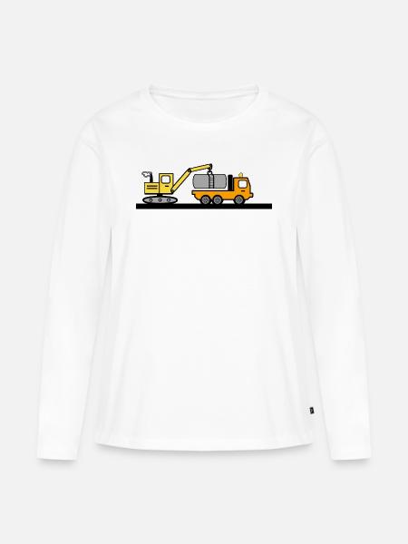 Bagger - Frauen Premium Bio Langarmshirt - Weiß
