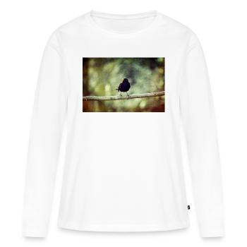 Le merle noir - T-shirt manches longues Premium bio Femme - blanc - Devant - Julia (174cm)