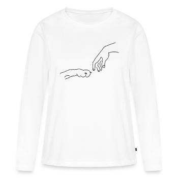 Hundepfote - Frauen Premium Bio Langarmshirt - Weiß - Vorne - Julia (174cm)