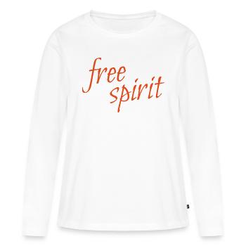 Freigeist – Ausdruck der Unabhängigkeit - Frauen Premium Bio Langarmshirt - Weiß - Vorne - Julia (174cm)