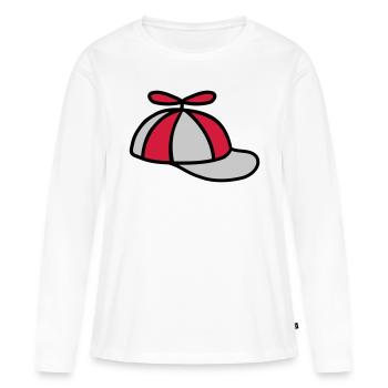 Chapeau d’hélice Conception de chapeau d’éolienne - T-shirt manches longues Premium bio Femme - blanc - Devant - Julia (174cm)