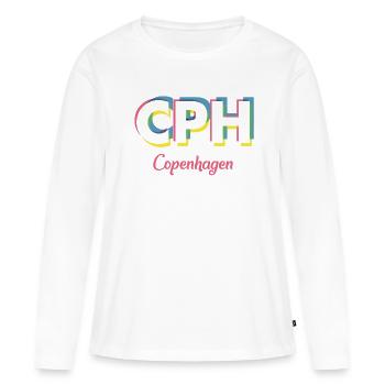 Copenhague - CPH - Copenhague - Dänemark - Danemark - T-shirt manches longues Premium bio Femme - blanc - Devant - Julia (174cm)