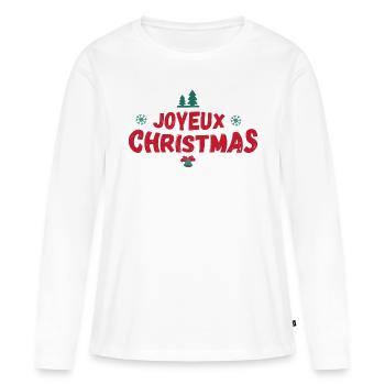 Joyeux christmas Noël - T-shirt manches longues Premium bio Femme - blanc - Devant - Julia (174cm)