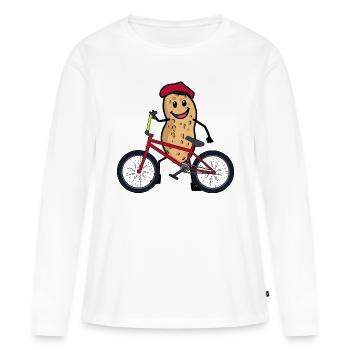 Cacahuète Vélo Cycliste Enfants Roue d’enfant - T-shirt manches longues Premium bio Femme - blanc - Devant - Julia (174cm)