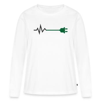 Choc électrique - T-shirt manches longues Premium bio Femme - blanc - Devant - Julia (174cm)