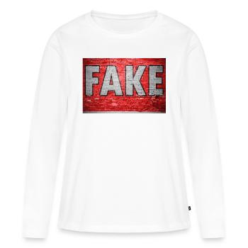 Faux graffiti de mur de briques - T-shirt manches longues Premium bio Femme - blanc - Devant - Julia (174cm)