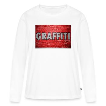 Mur de briques graffiti - T-shirt manches longues Premium bio Femme - blanc - Devant - Julia (174cm)