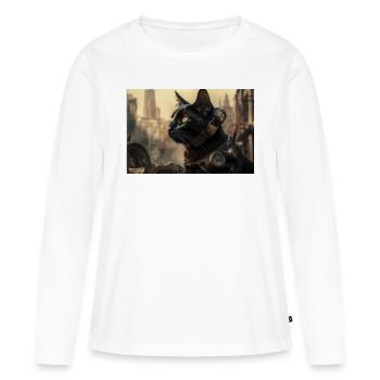 Noir chat 8 - T-shirt manches longues Premium bio Femme - blanc - Devant - Julia (174cm)