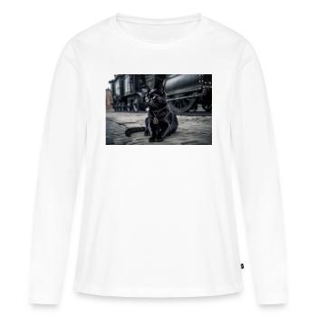 Noir chat 6 - T-shirt manches longues Premium bio Femme - blanc - Devant - Julia (174cm)