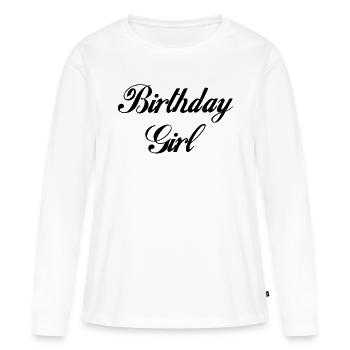 fille d’anniversaire - T-shirt manches longues Premium bio Femme - blanc - Devant - Julia (174cm)