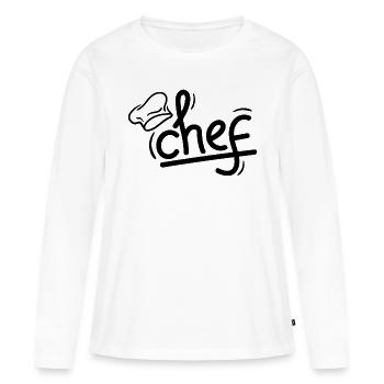 Chef cuisinier 1 - T-shirt manches longues Premium bio Femme - blanc - Devant - Julia (174cm)