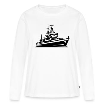 Bateau de combat - T-shirt manches longues Premium bio Femme - blanc - Devant - Julia (174cm)